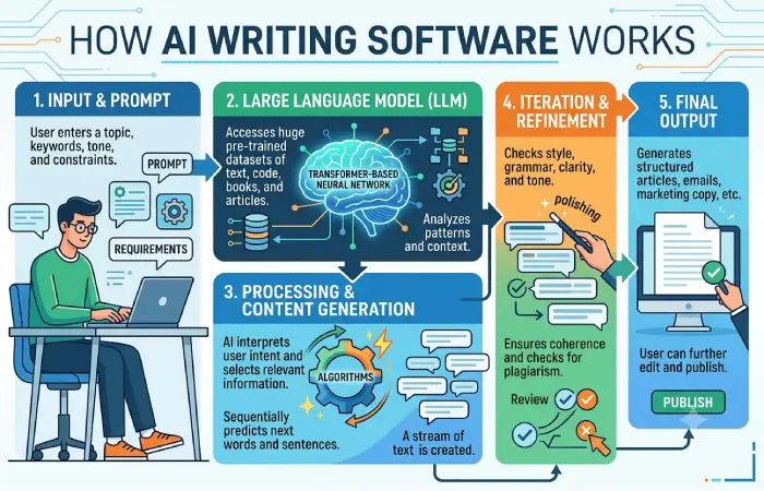 how ai writing software works
