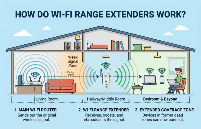 how do wifi range extenders work