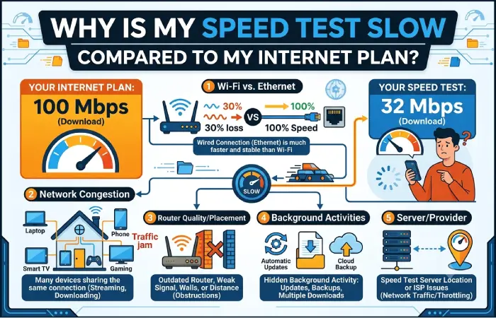 why is my speed test slow compared to my internet plan