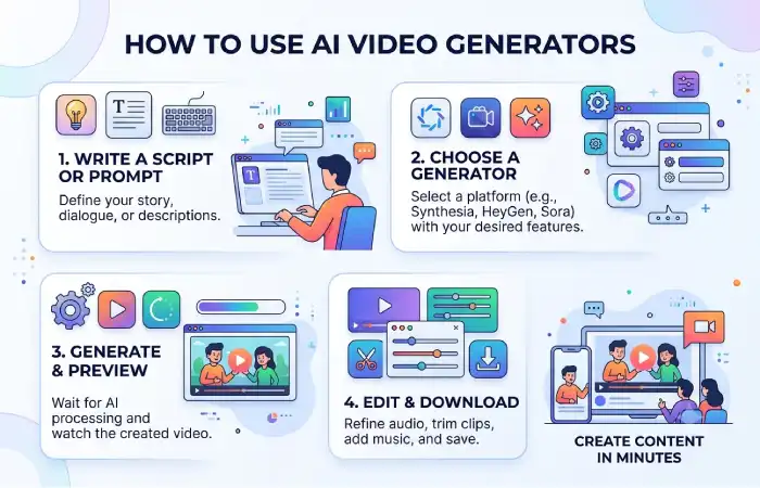 how to use or apply ai video generators